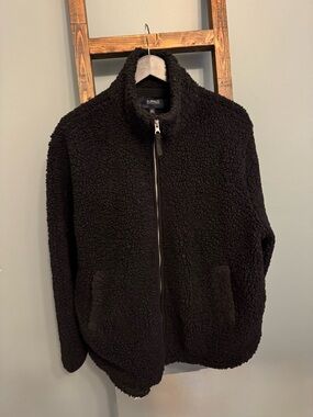 Buffalo David Bitton Black Plush Sherpa Zip Jacket